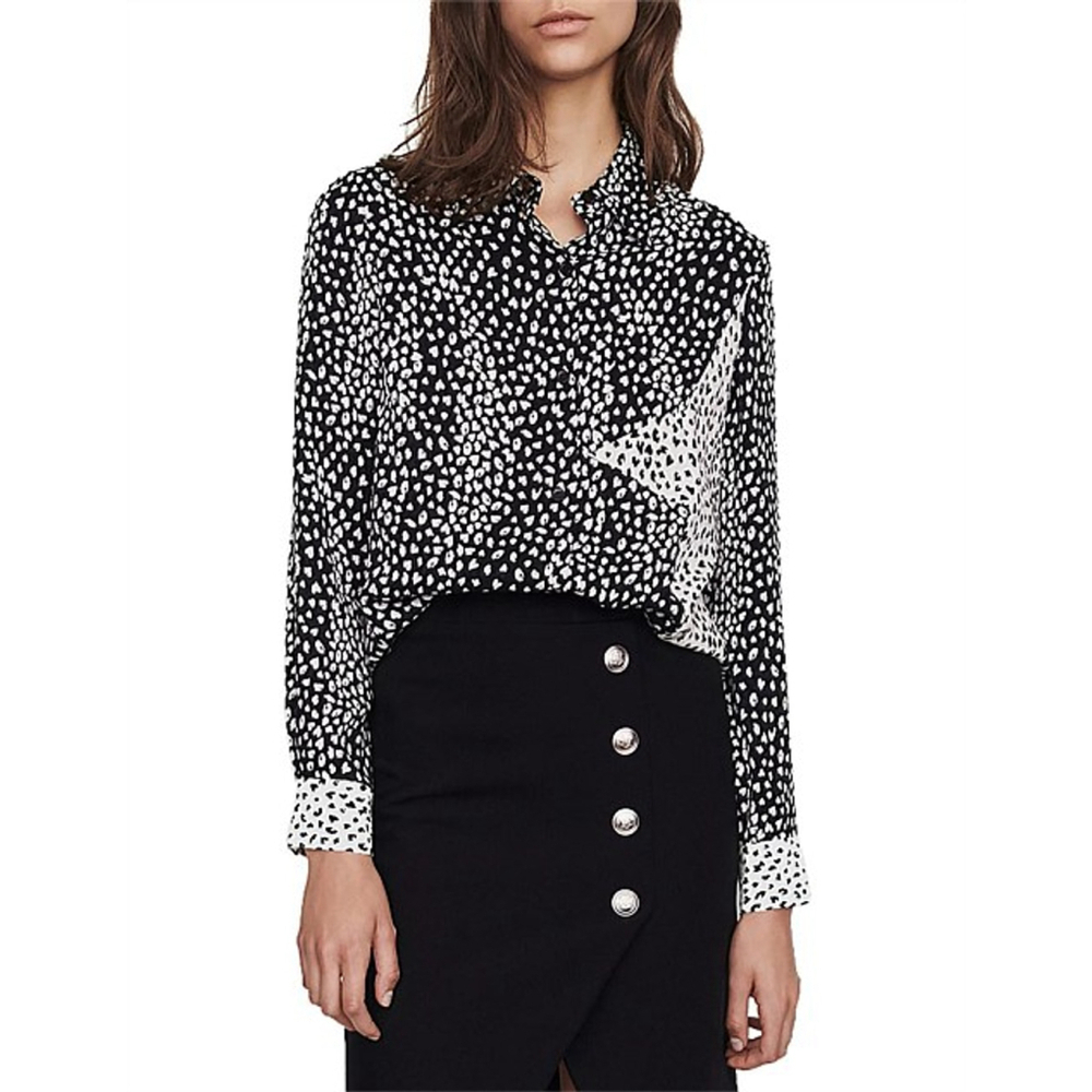 Maje Womens Medium Cilia Animal Print Shirt